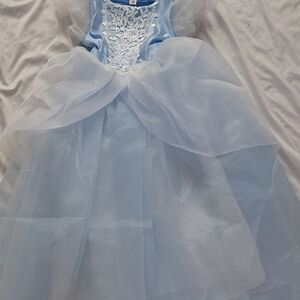 Light Blue Girls' Tulle Party Dress with Lace Bodice